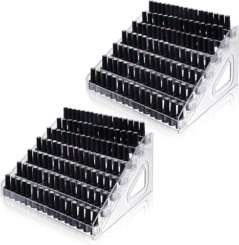 7-Tier Clear Acrylic Nail Polish and Makeup Organizer (2 Pieces)