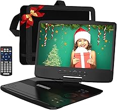 12-inch portable DVD player with 10.1-inch swivel screen and 5-hour battery