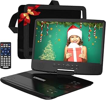 12-inch portable DVD player with 10.1-inch swivel screen and 5-hour battery