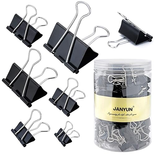 150 Large Metal Binder Clips in Assorted Sizes