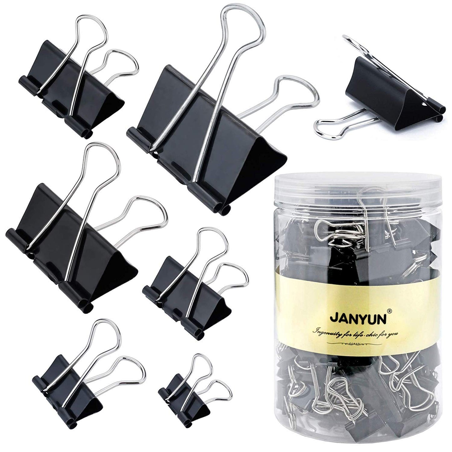 150 Large Metal Binder Clips in Assorted Sizes