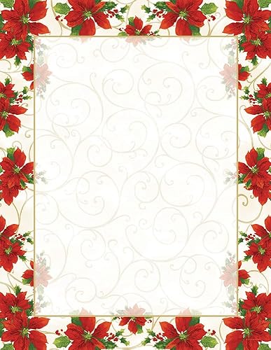 Poinsettia Swirl Letterhead, 25 sheets, 11" x 8.5"