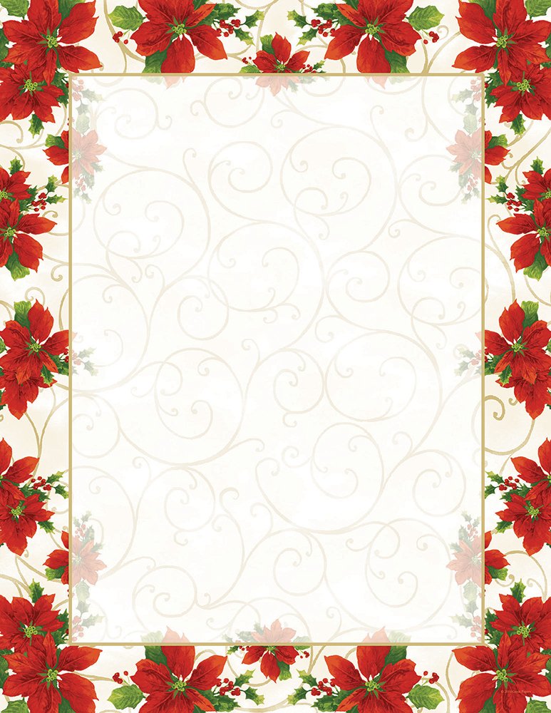 Poinsettia Swirl Letterhead, 25 sheets, 11" x 8.5"