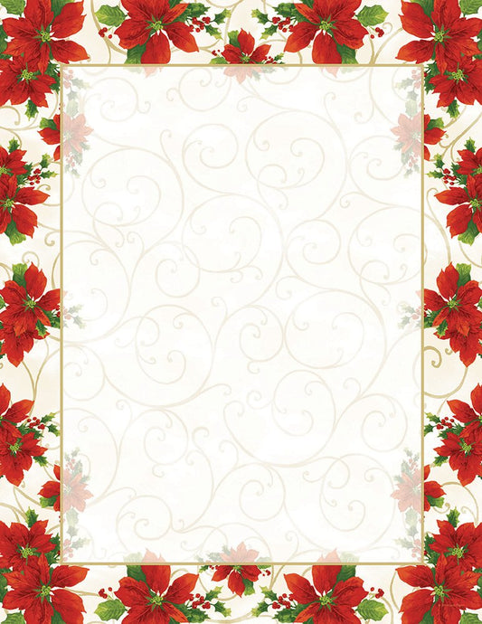 Poinsettia Swirl Letterhead, 25 sheets, 11" x 8.5"