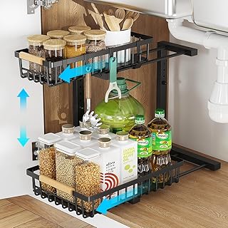 Two-Tier Metal Under Sink Organizer with Adjustable Height