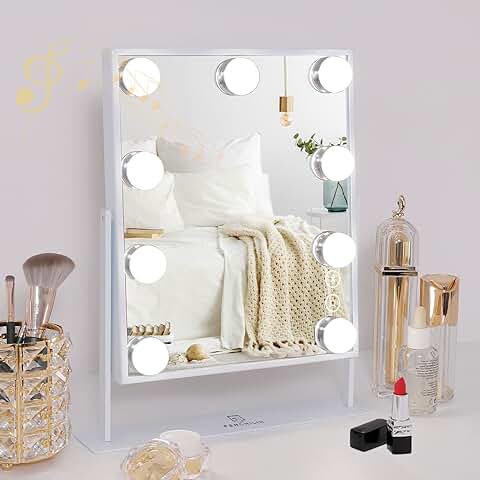 White Hollywood Vanity Mirror with Lights and Touch Control