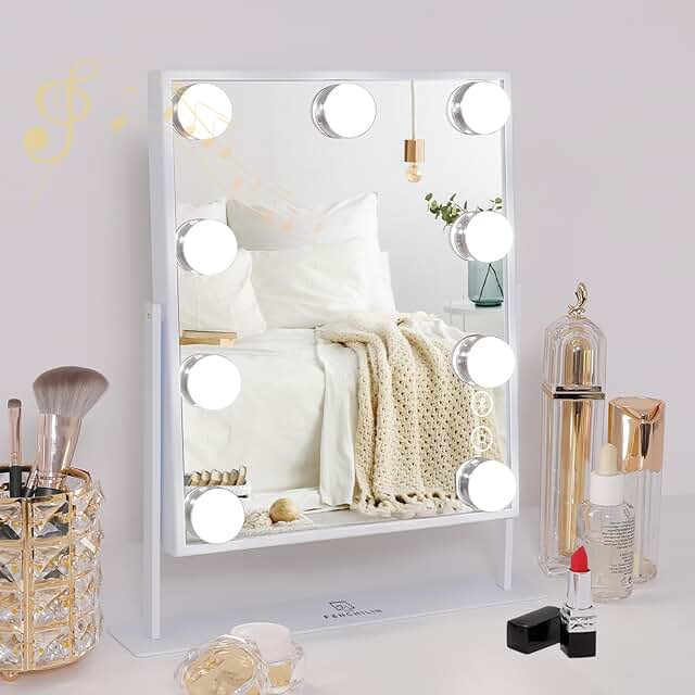 White Hollywood Vanity Mirror with Lights and Touch Control