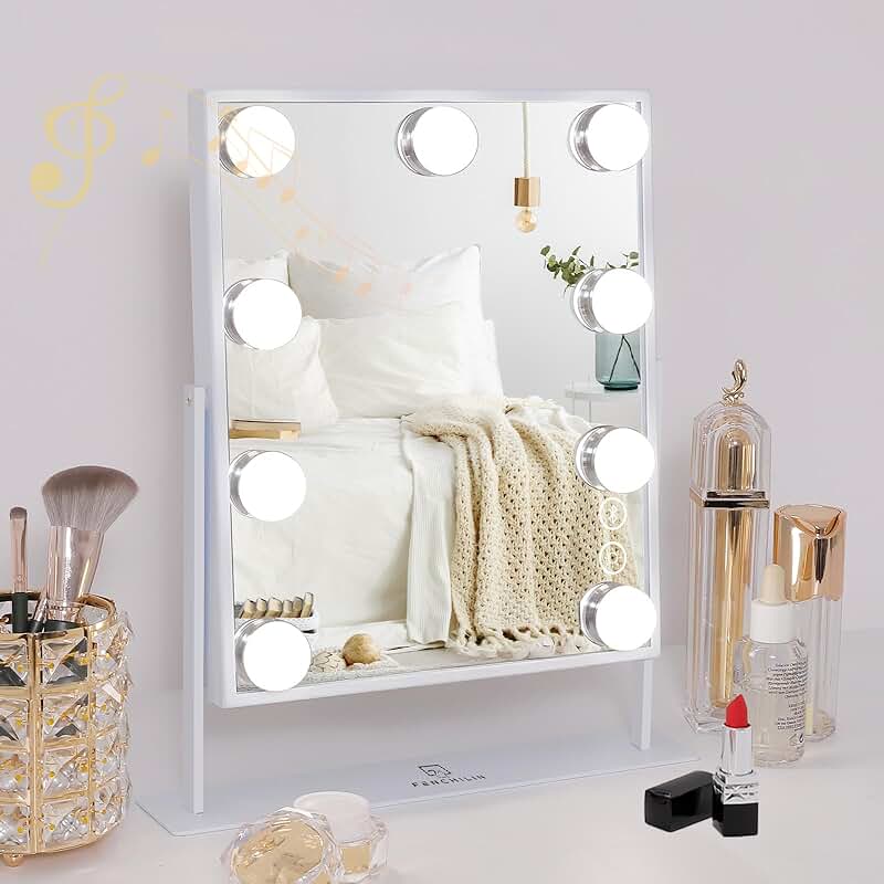 White Hollywood Vanity Mirror with Lights and Touch Control