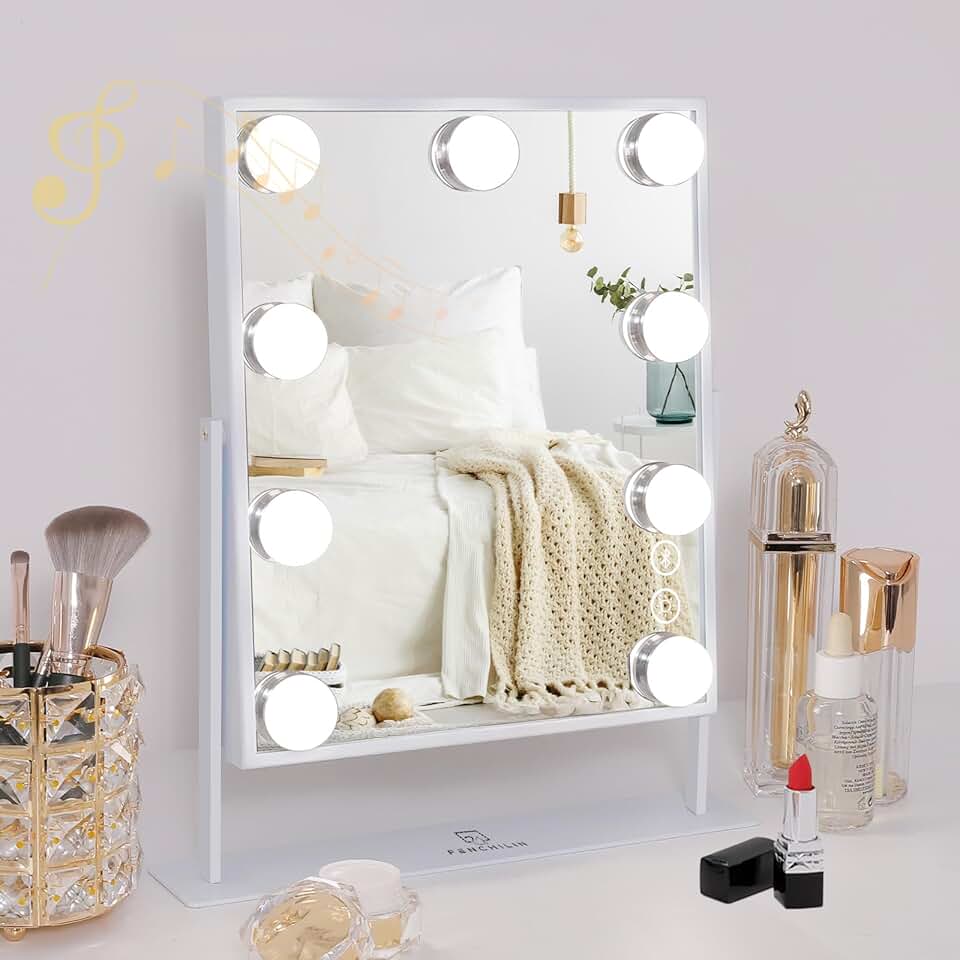 White Hollywood Vanity Mirror with Lights and Touch Control