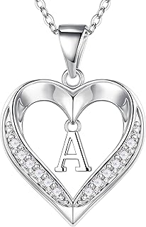 Dainty Gold Heart Necklace with Letter A-Z for Women