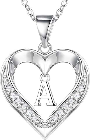Dainty Gold Heart Necklace with Letter A-Z for Women