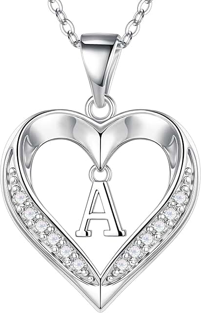 Dainty Gold Heart Necklace with Letter A-Z for Women