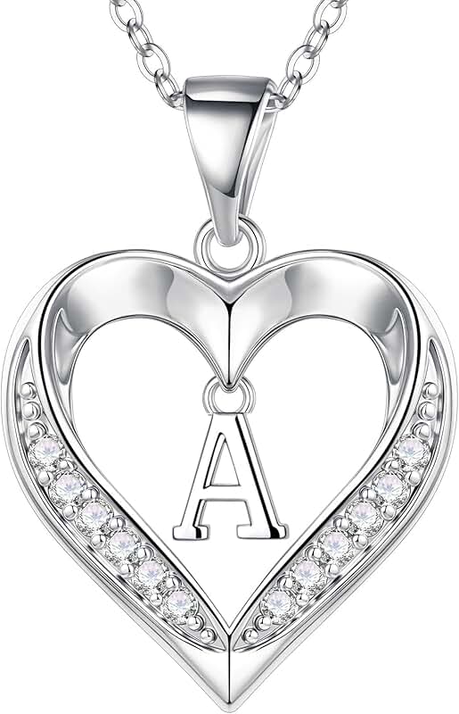 Dainty Gold Heart Necklace with Letter A-Z for Women