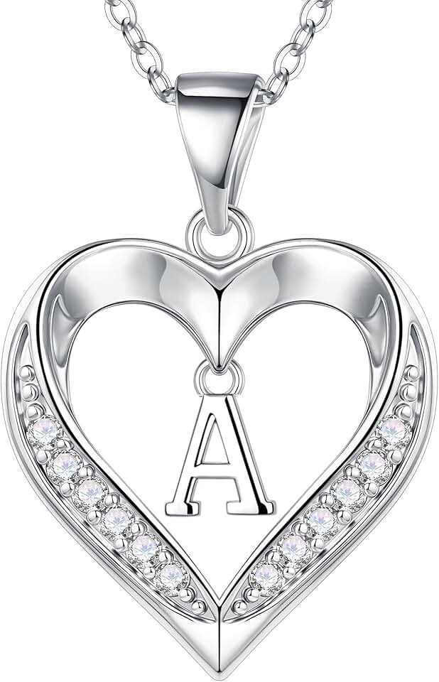 Dainty Gold Heart Necklace with Letter A-Z for Women