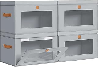 Four Large Collapsible Fabric Storage Bins with Handles
