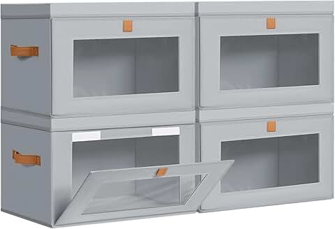 Four Large Collapsible Fabric Storage Bins with Handles