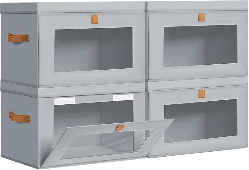 Four Large Collapsible Fabric Storage Bins with Handles