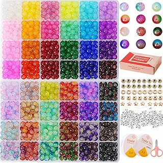 48-Color Glass Beads Kit for Jewelry and Crafts