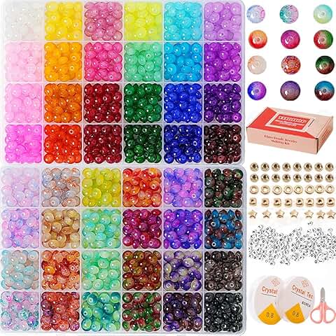 48-Color Glass Beads Kit for Jewelry and Crafts