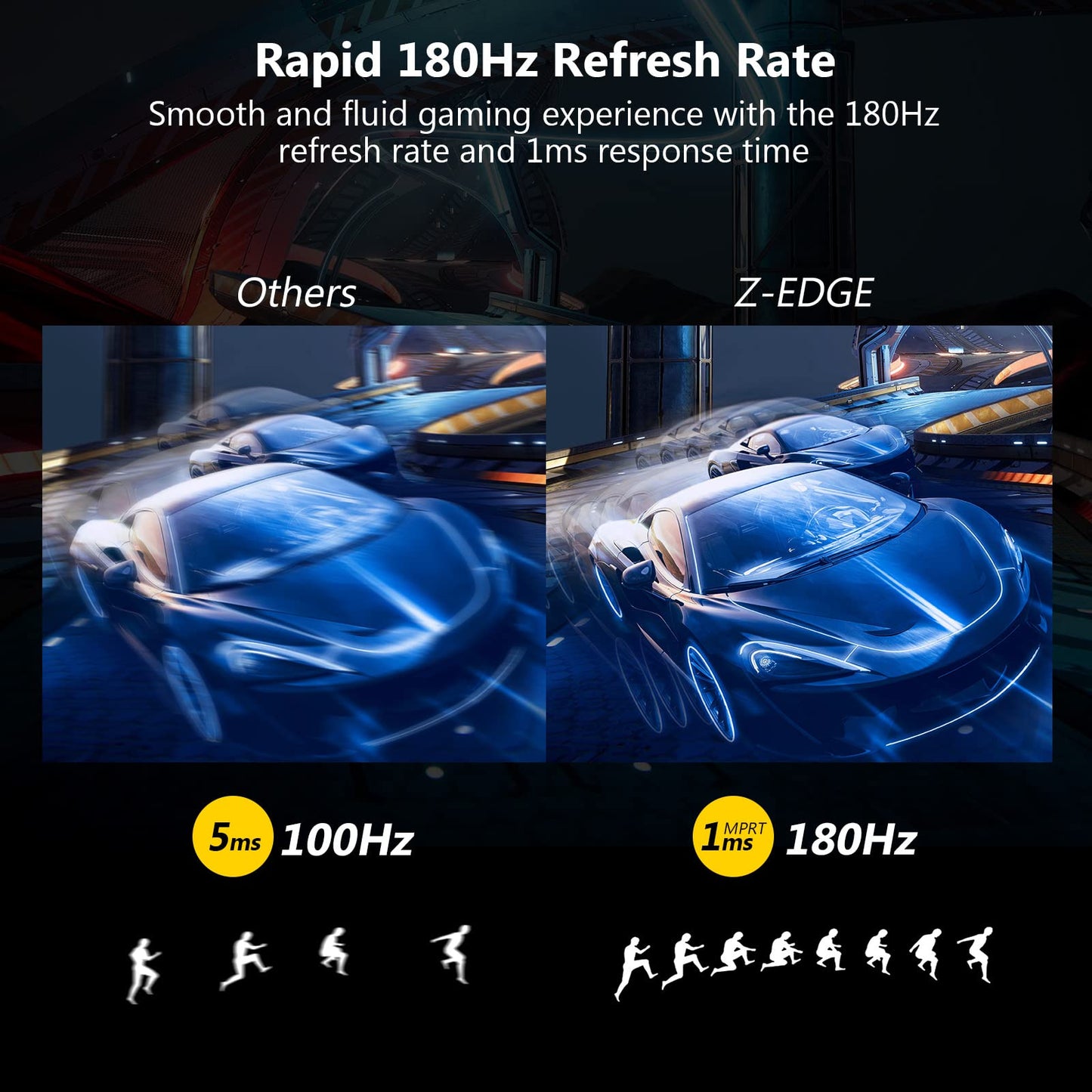 Z-Edge UG24 24-inch Curved Gaming Monitor 180Hz Refresh Rate, 1ms MPRT, FHD 1080 Gaming Monitor, R1650 Curved, AMD Freesync Premium Display