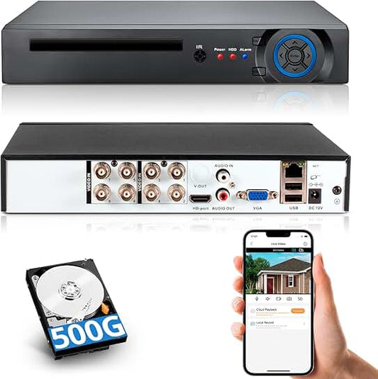 5MP 8-Channel CCTV DVR with 500G HDD and Face Detection