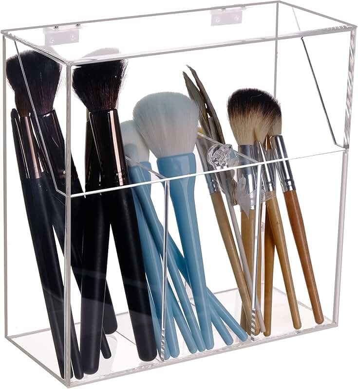 Dust-Proof Acrylic Makeup Brush Holder with Cover