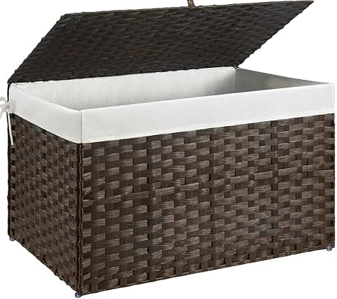 Large Wicker Storage Basket with Lid and Handles