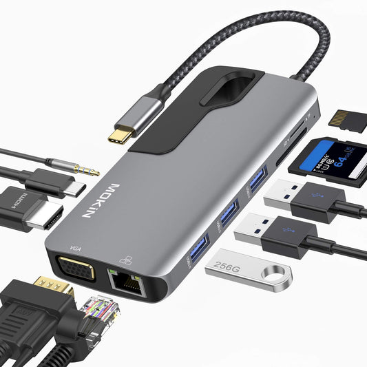 USB C Hub Adapter for MacBook Pro with Ethernet HDMI VGA and Card Reader