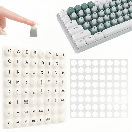 White silicone keycaps for long nails, 64 pcs