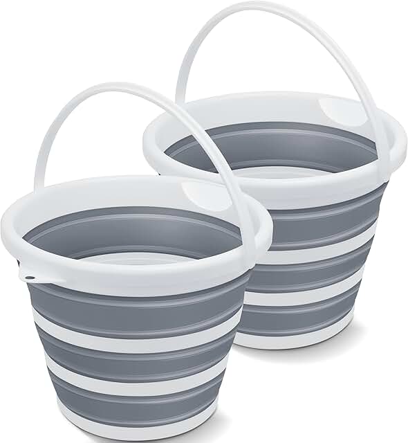 Two 10L Collapsible Buckets for Cleaning and Travel