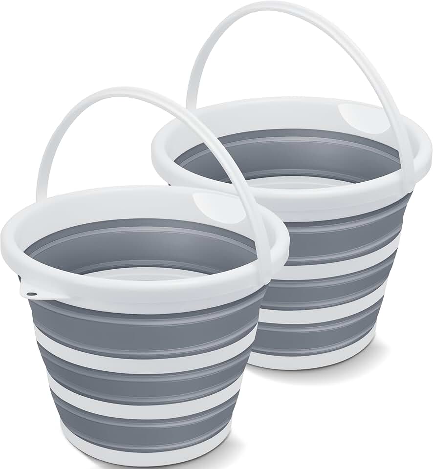 Two 10L Collapsible Buckets for Cleaning and Travel