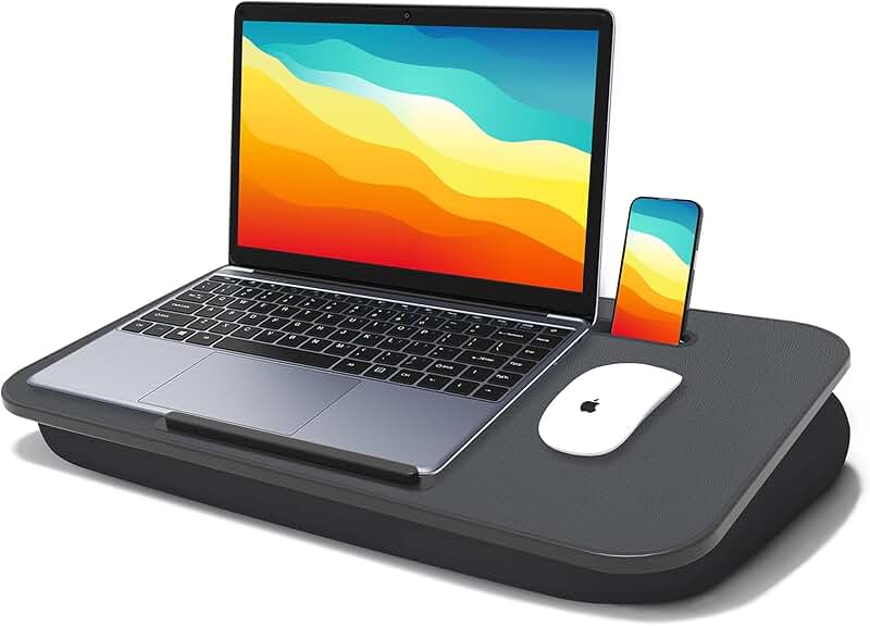 Black lap desk with cushion for laptops up to 17 inches