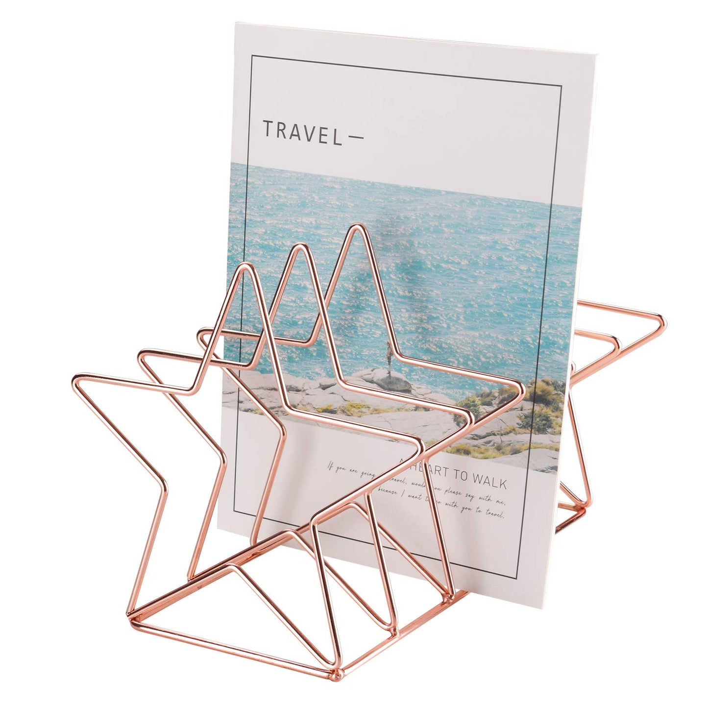 Decorative Rose Gold Desk Organizer for Mail and Magazines