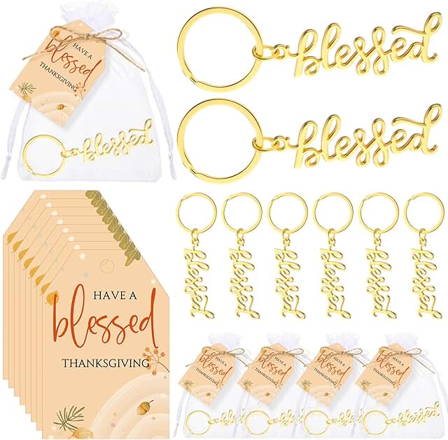 Gold Thanksgiving Keychain Gift for Coworkers