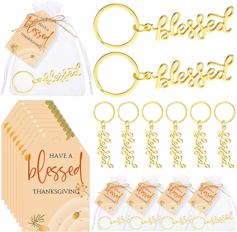 Gold Thanksgiving Keychain Gift for Coworkers