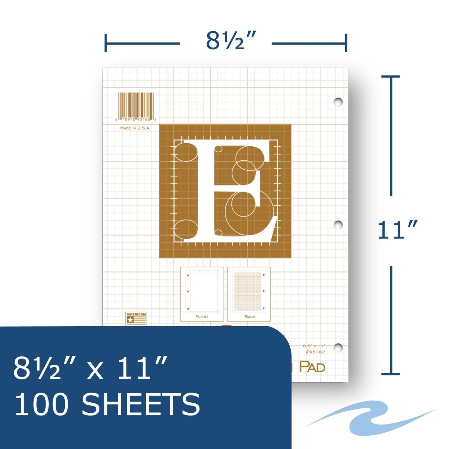 8.5" x 11" Grid Paper Pad, 100 Sheets