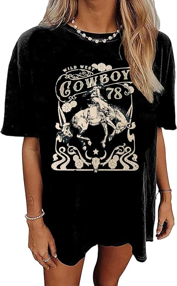 Women's Vintage Western Cowboy Short Sleeve T-Shirt