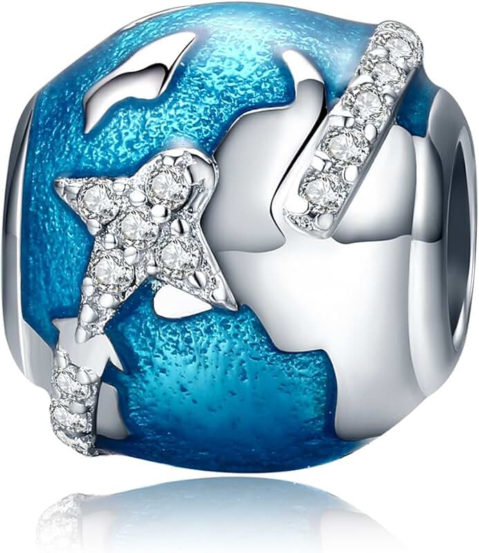 Ocean Blue Globe Airplane Travel Charm