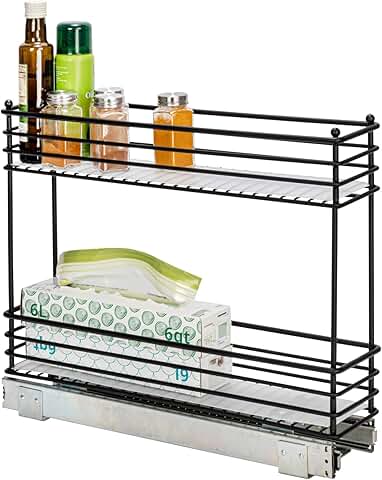 Two-Tier Steel Pull-Out Storage Organizer for Cabinets