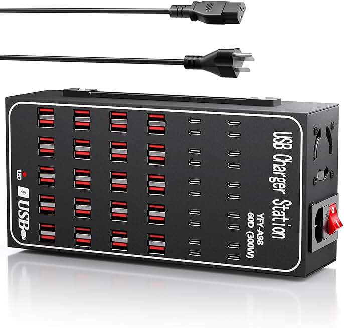 60-Port 300W USB Charger Station for Multiple Devices