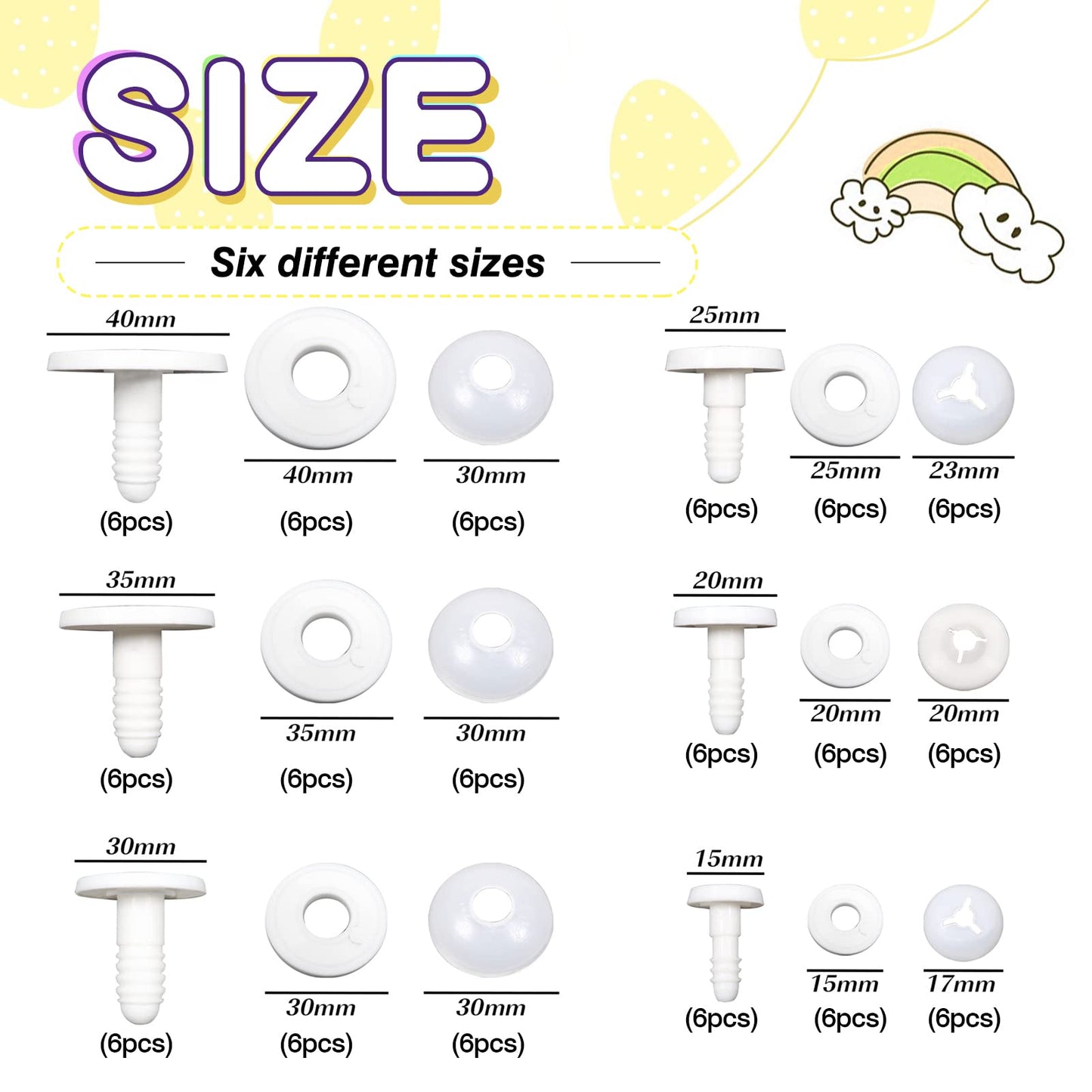 36-Piece Assorted Plastic Doll Joints Kit