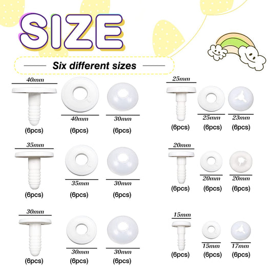 36-Piece Assorted Plastic Doll Joints Kit