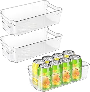 Set of 3 Clear Refrigerator Storage Bins with Handles