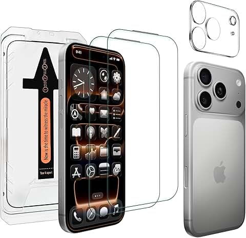 Three Full Coverage Tempered Glass Screen Protectors for iPhone 17 Pro