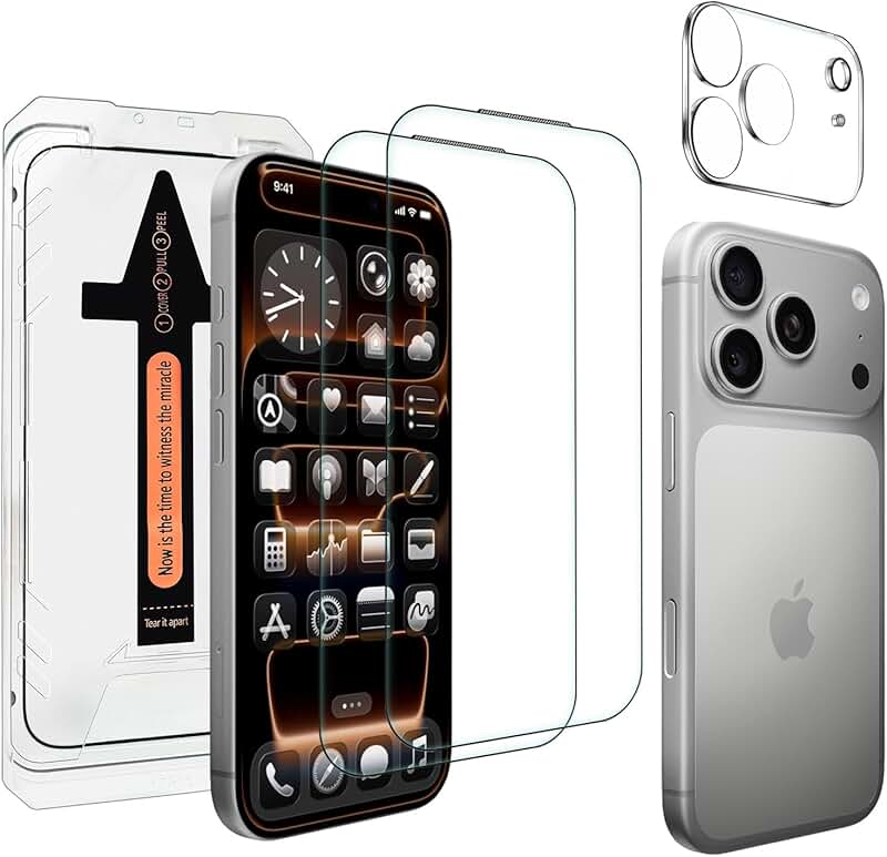 Three Full Coverage Tempered Glass Screen Protectors for iPhone 17 Pro