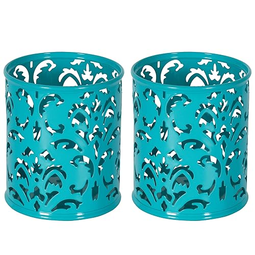 Dark Teal Metal Pen Holders for Desk, 2 Pack