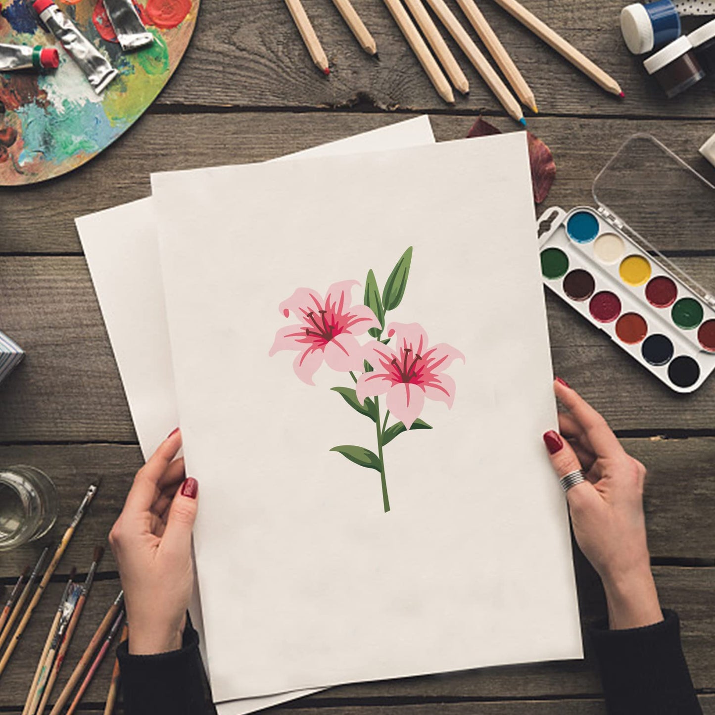 Reusable Floral Layered Drawing Template 11.78x3 inches