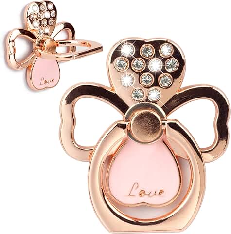 Two Rose Gold Four Leaf Clover Phone Ring Holders
