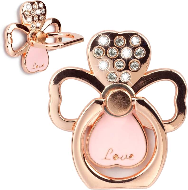 Two Rose Gold Four Leaf Clover Phone Ring Holders