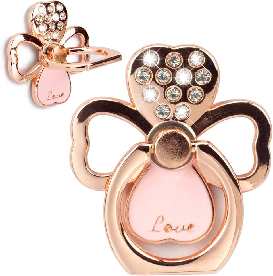 Two Rose Gold Four Leaf Clover Phone Ring Holders